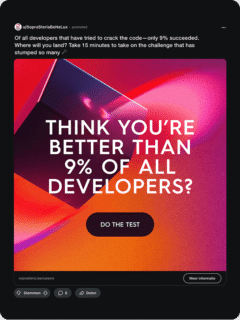 Voorbeeld social ad op Reddit voor Mysteria/Sopra Steria