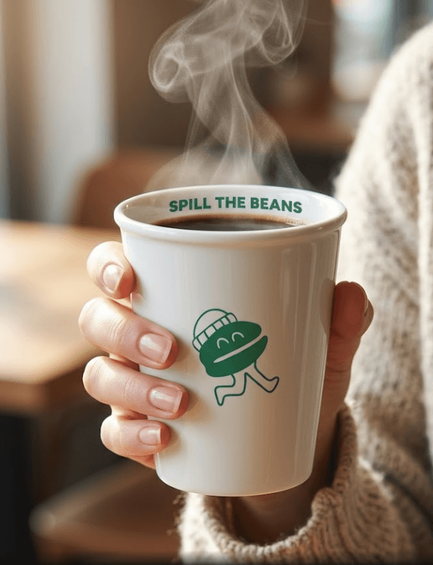 Een koffietas voor het inspiratie-event Spill the Beans door eqip